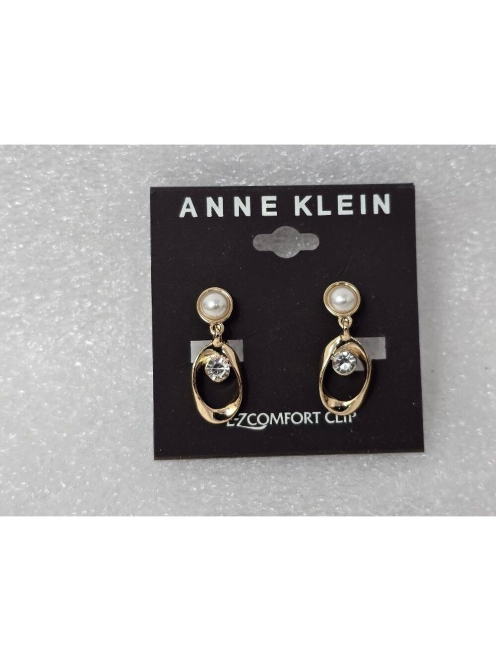 Anne Klein Gold-Tone Faux Pearl & Crystal Drop Clip-On Earrings